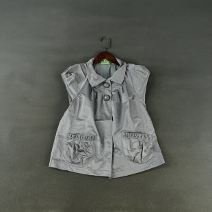 马甲马夹背心上衣女 复古风vintage古着两粒扣翻领无袖 原 美国单