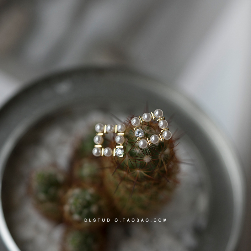 dl通体925银镀k金精致镶锆石珍珠