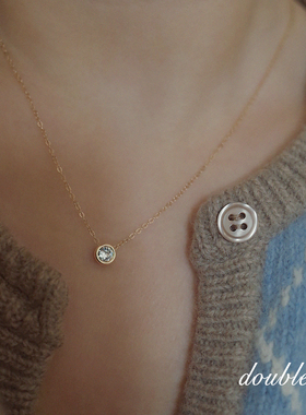 单颗锆石锁骨链包金锁骨链女锆石