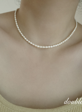 小众百搭天然珍珠项链锁骨链新款