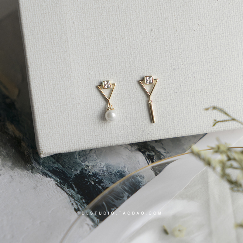 DL新品925纯银镀厚金不对称三