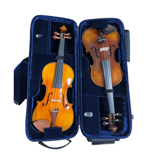 登机款 特惠木制44小提琴两只装琴盒琴箱双琴盒硬盒 侧边可插弓盒