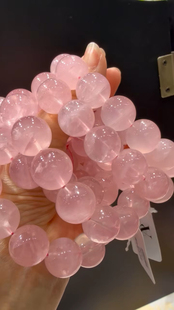 玥珠珠宝水晶 ～水透体泡泡樱花粉马粉 马达加斯加天然粉晶手串
