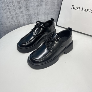 英伦风百搭厚底系带软底乐福鞋 秋冬季 女2025新款 搭配裙子小皮鞋