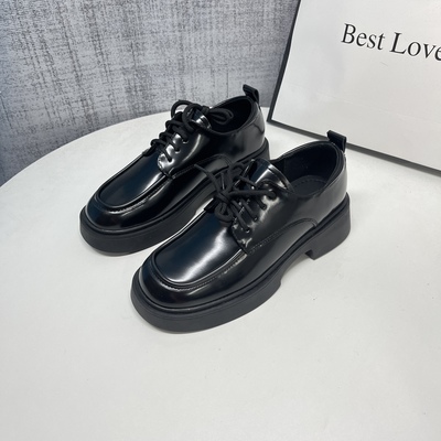 英伦风厚底系带软底乐福鞋