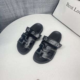 一字拖鞋 小码 女外穿夏凉拖 平底时尚 沙滩鞋 36厚底二舅拖鞋