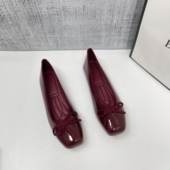 红色单鞋 女2026法式 配裙子气质春秋漆皮平底浅口芭蕾舞鞋 韩版 大码