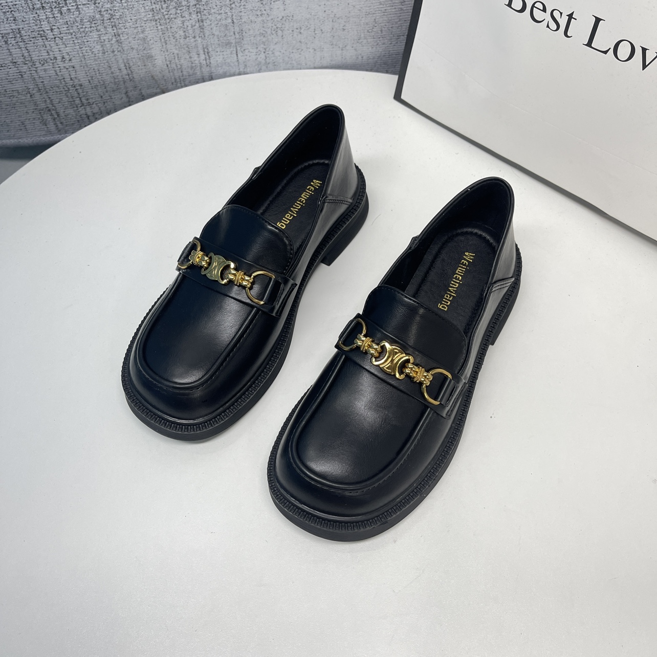 英伦风上班小皮鞋百搭粗跟单鞋秋