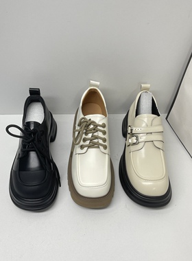 大码40英伦小皮鞋女深口粗跟单鞋女春秋洛丽塔鞋子厚底乐福鞋女