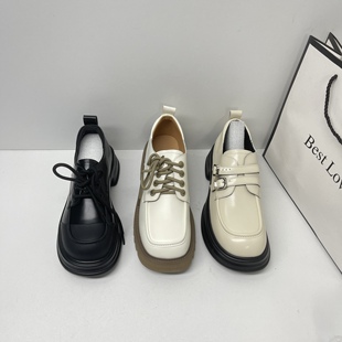 子厚底乐福鞋 大码 女春秋洛丽塔鞋 女深口粗跟单鞋 女 40英伦小皮鞋