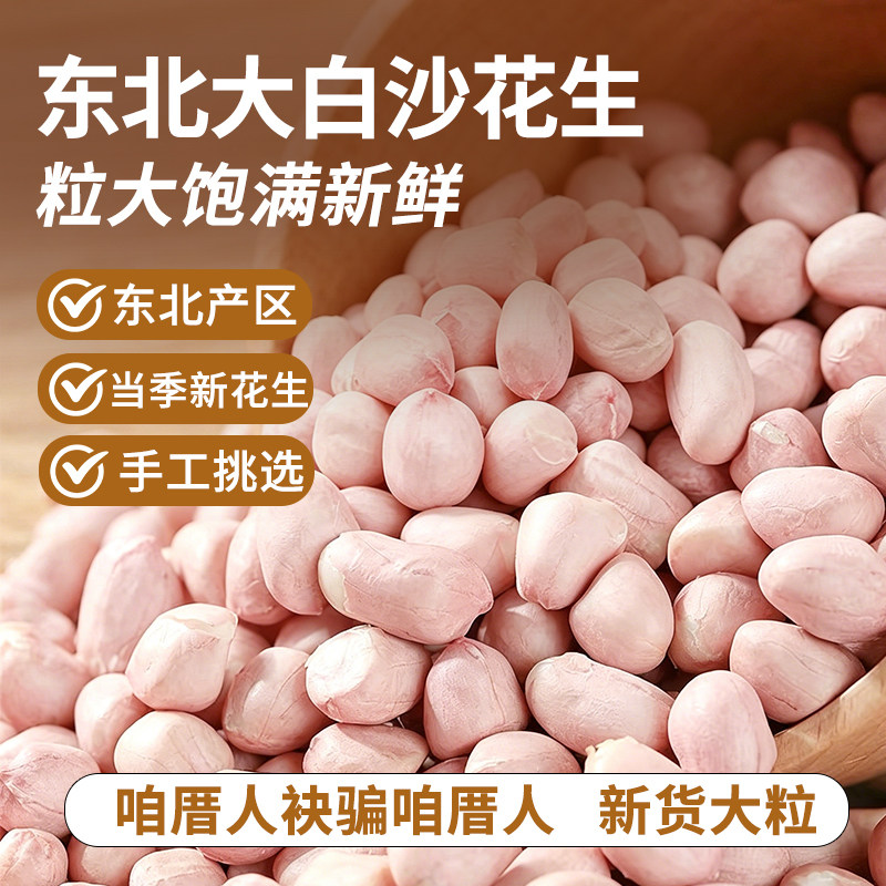 新花生米生的特级大粒优质花生仁东北2026新鲜采摘农家白沙花生米