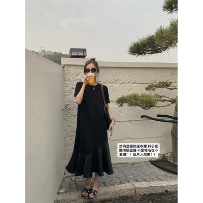 黑色Chao显瘦短袖连衣裙