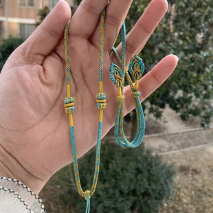 纯手工编绳编织千里江山项链绳吊坠挂绳毛衣链搭金饰蜜蜡翡翠定制