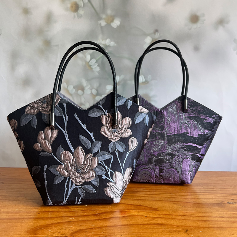 细牛皮带小菜篮子包钥钥手工直播口金包宋锦包包diy自制材料包