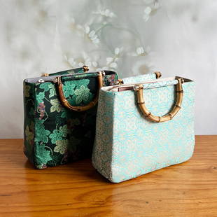 珍珠竹拎手3片式包 钥钥手工材料包宋锦包包diy材料包新中式自制