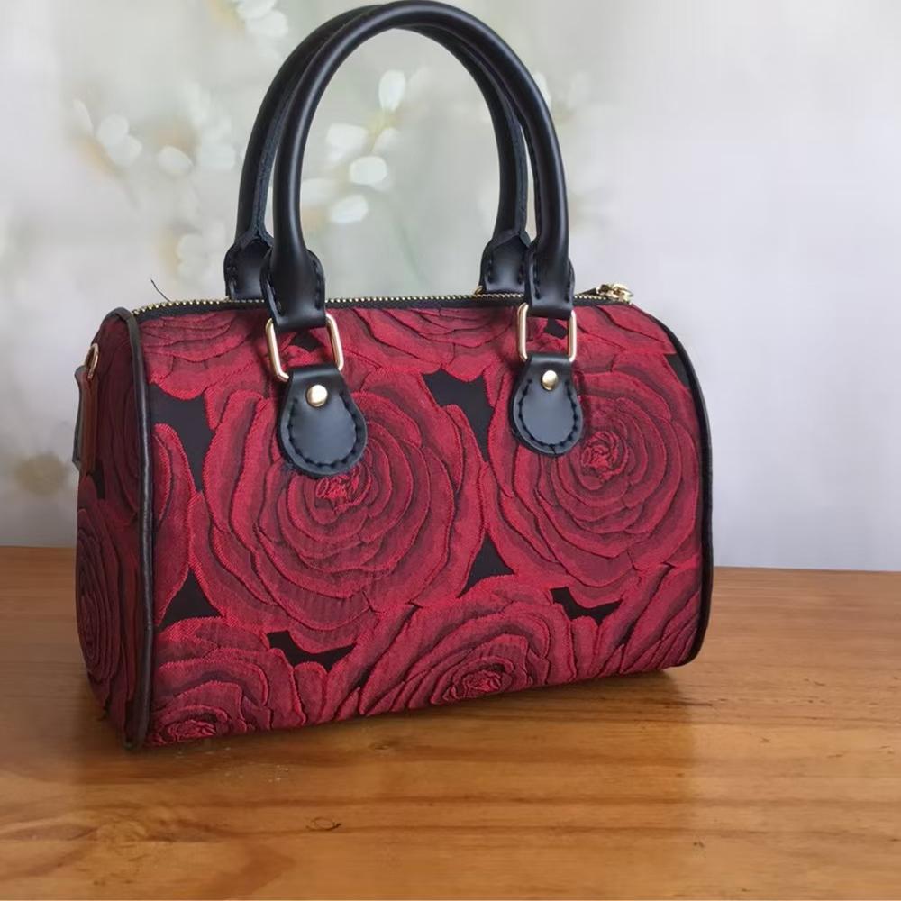 牛皮拎手波士顿钥钥手工口金包DIY自制材料包直播限时秒宋锦包包