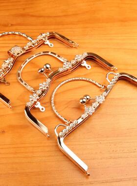 拼布DIY辅料20.5山形蜻蜓镶钻盖头竹节提手无孔口金配螺丝