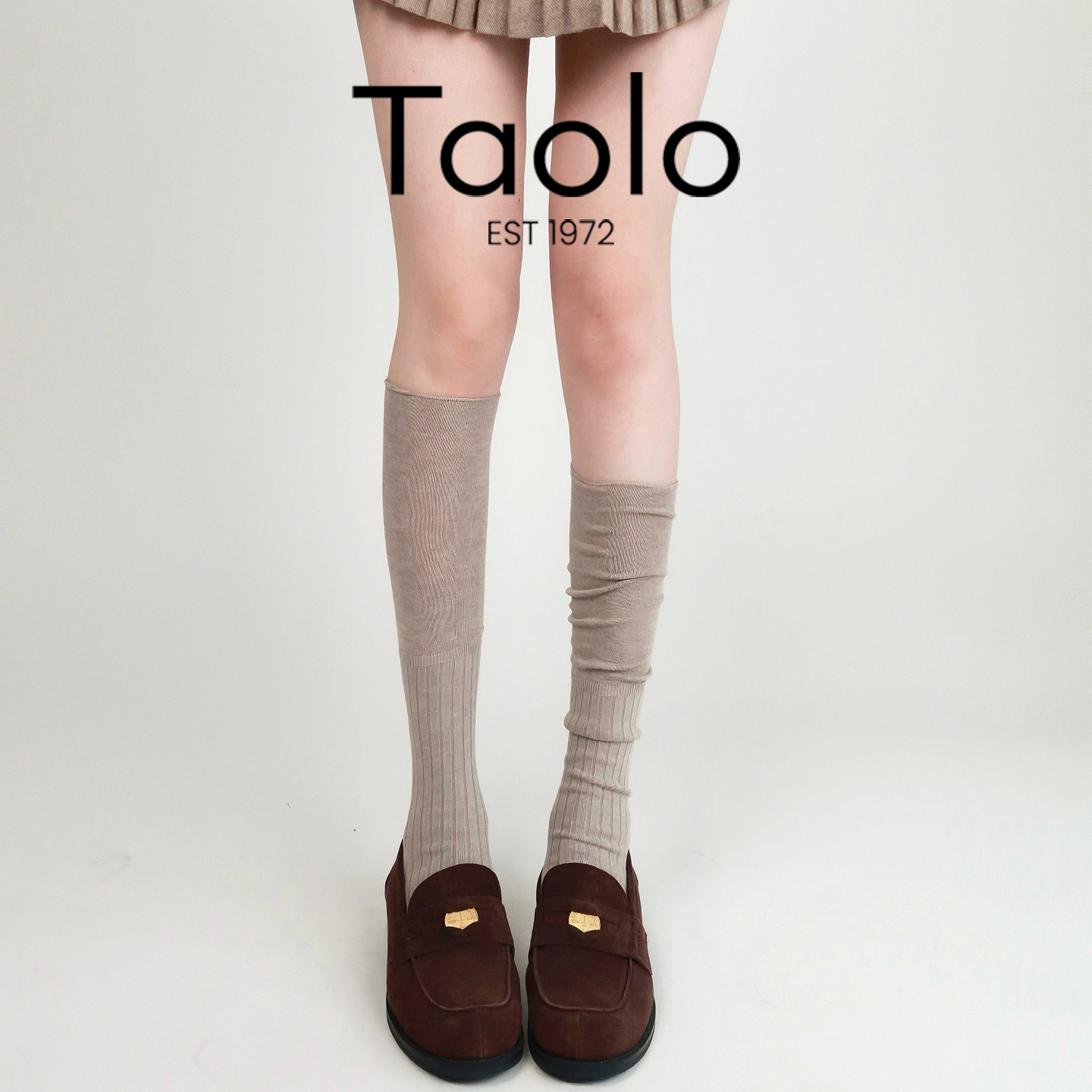 Taolo纯棉芭蕾风堆堆中筒袜春秋