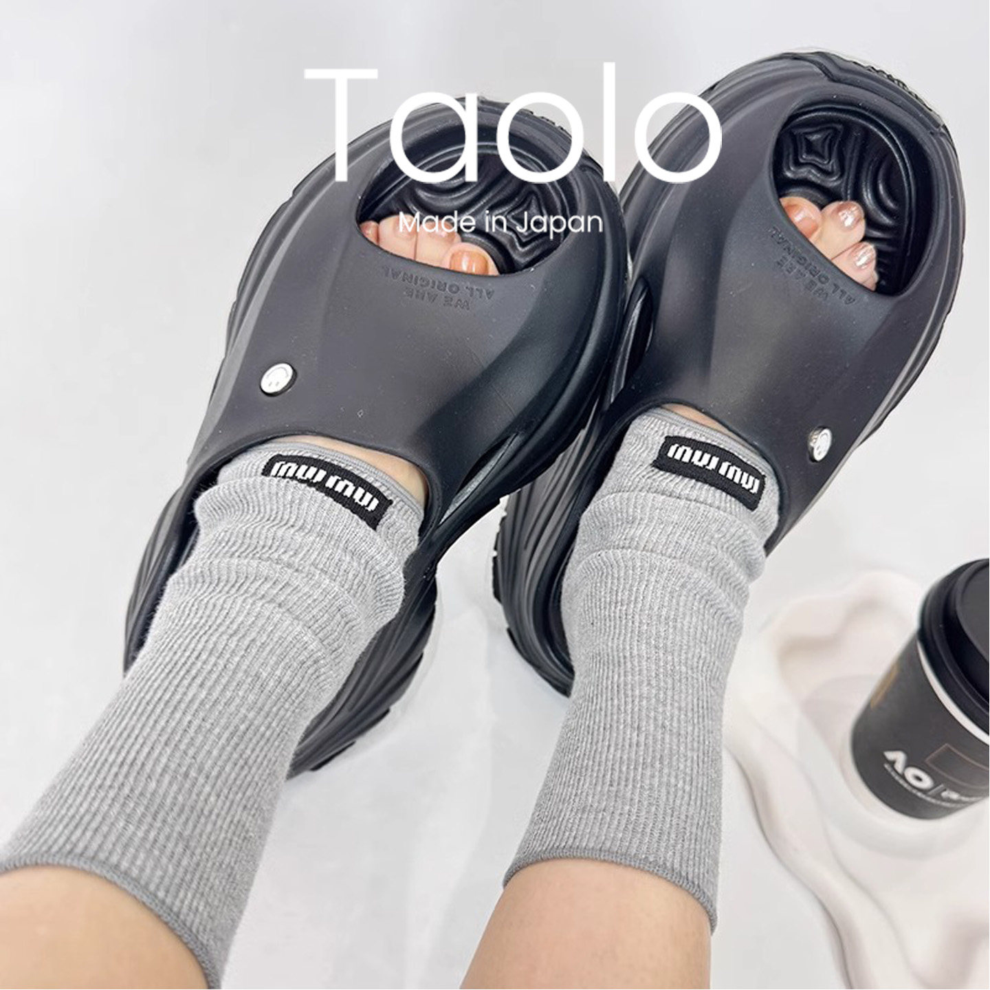 日本Taolo春夏季薄款袜套女个性标签显瘦JK半脚掌小腿堆堆袜miu系
