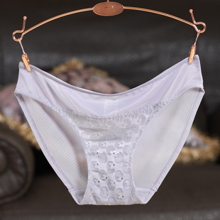 欧美PINKDEAR内裤女超细腻网纱镂空蕾丝冰丝女士三角裤透视内裤