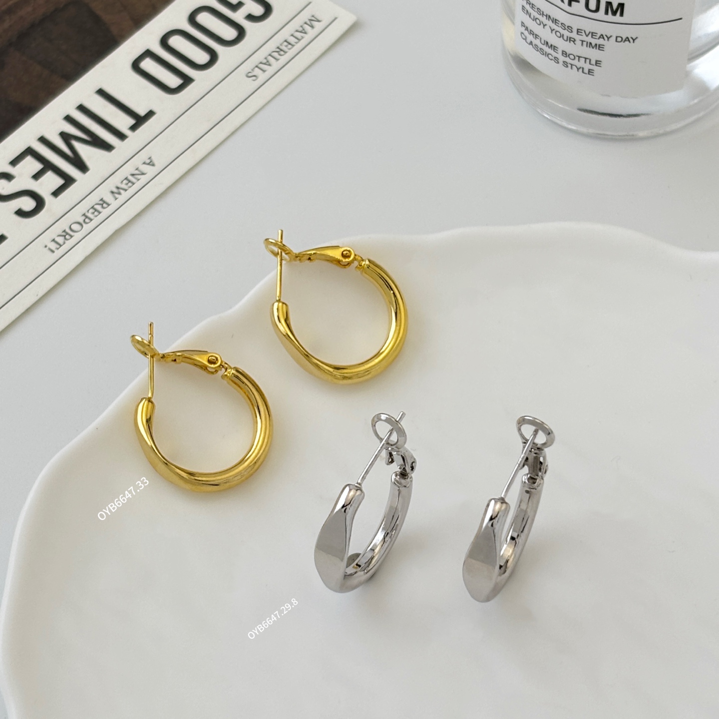 丽贝丽影新款银针爆款时尚简约百搭气质光面小圈圈耳环耳饰女耳圈