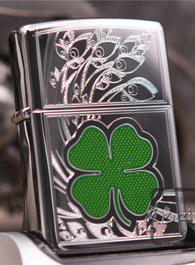 夜色zippo正品之宝煤油打火机幸运四叶草之镜花水月24699幸运祝福
