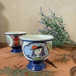 有田烧 浪漫 横滨物语 荷兰人 小高脚杯 饮料杯 品茗杯