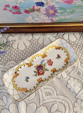 法国巴黎Paris Roya 满工 手绘精致  长盘 甜品盘 首饰盘绝美罕见