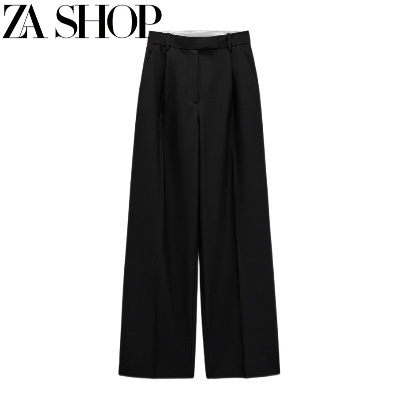 thumbnail for Summer New Women's Pleated Wide-Leg High-Waisted Wide-Leg Pants Casual Loose Versatile Trousers 8372124