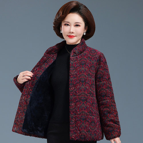 女加绒中老年棉衣厚大码冬季外套