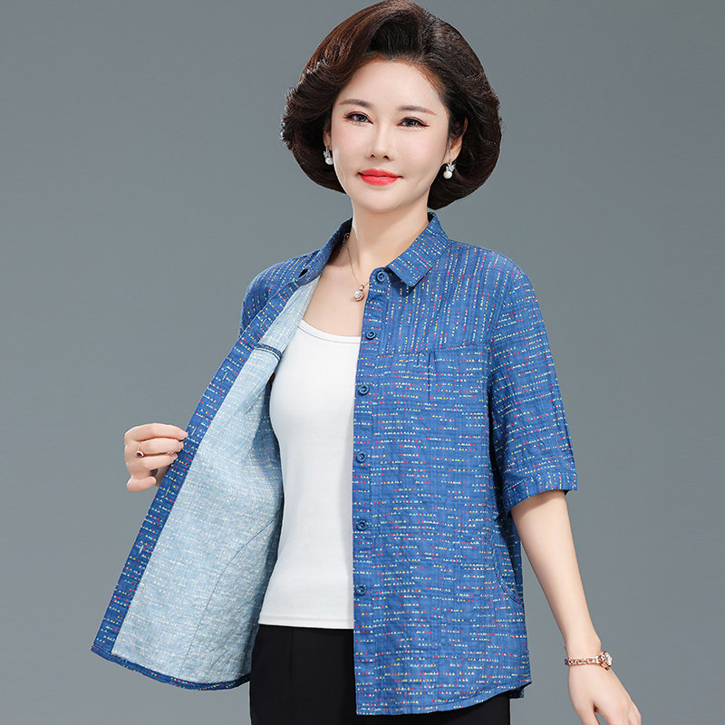 中老年短袖大码纯棉妈妈装女装