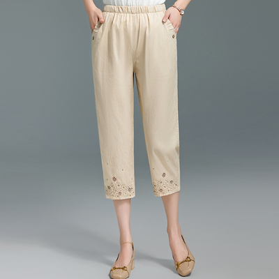 妈妈款裤子九分裤女裤直筒休闲裤