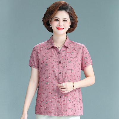 中老年大码纯棉衬衣宽松夏天