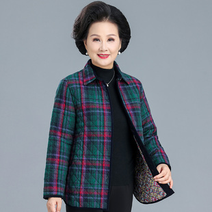 厚衬衫 妈妈夹棉外套纯棉薄款 中老年女奶奶装 新款 小棉衣 棉服秋冬装