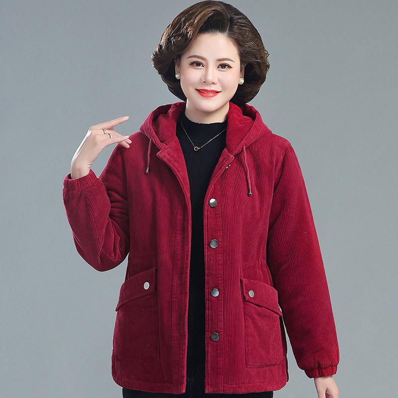 中老年长袖棉服灯芯绒棉服宽松