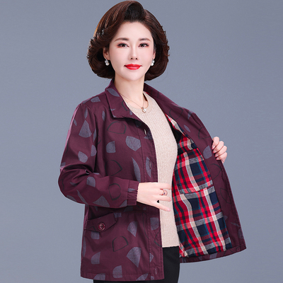 中老年长袖纯棉外套夹克大码女