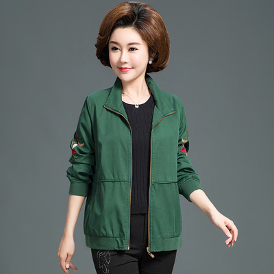 纯棉春秋季长袖夹克短款妈妈装