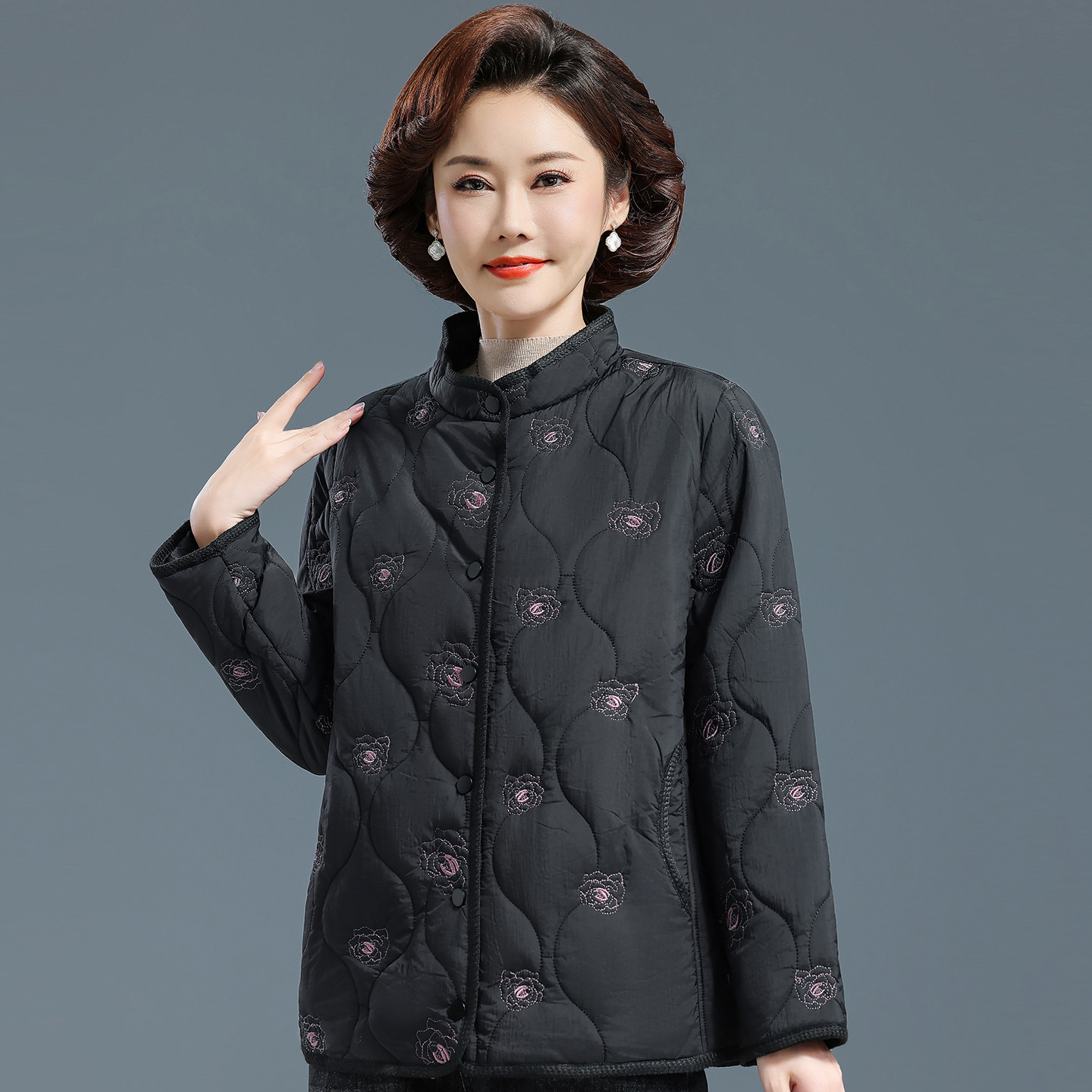 老年人秋装女夹棉外套洋气绣花奶奶装休闲短款上衣外穿老太太宽松,女装/女士精品,中老年女装,淘宝优惠券,粉丝福利购,淘宝优惠卷