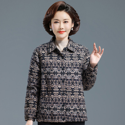 中老年纯棉妈妈秋冬装薄棉外套大