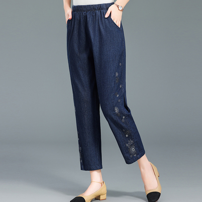 中老年女裤牛仔裤夏季薄款