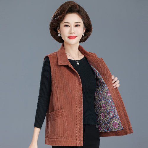 中老年女春秋纯棉奶奶马甲大背心