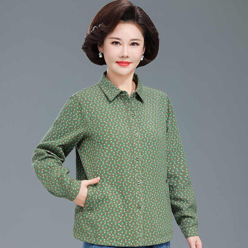 中老年女装衬衫长袖纯棉图片