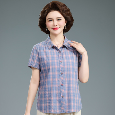 中老年女装夏季妈妈装短袖衬衫