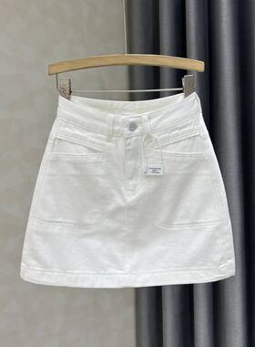 白色牛仔短裙女夏季薄款高腰