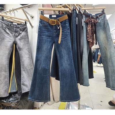 弹力微喇牛仔裤女秋冬高腰