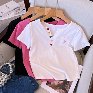 女百搭显瘦卡通兔子刺绣短袖 胖mm大码 上衣T恤 新款 2026夏装