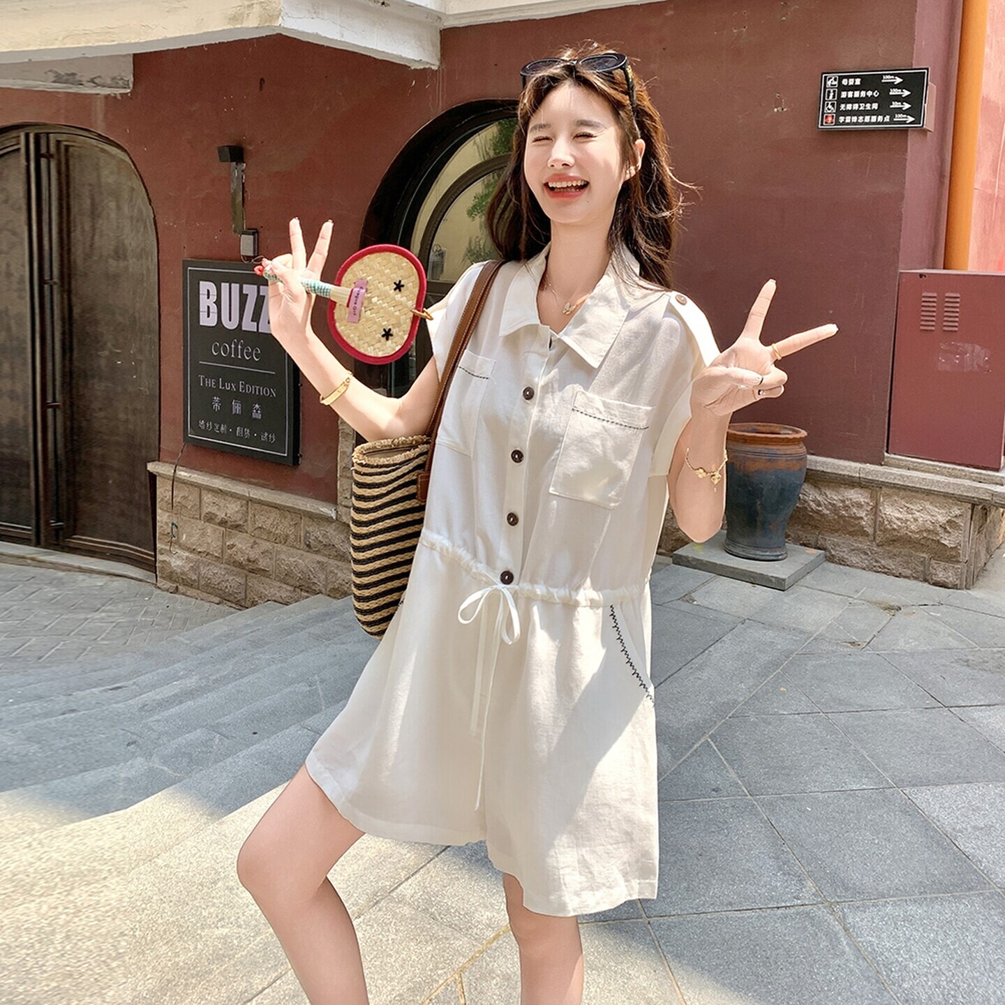 夏季裤子新款上市连体美洋设计感小众宽松显瘦休闲百搭连体衣短裤