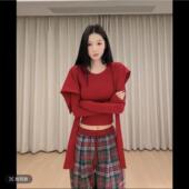 圣诞氛围感加绒长袖 三件套 ＋红色披肩百搭长裤