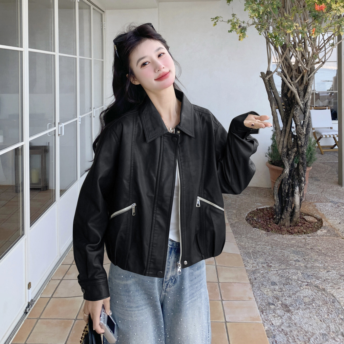 春秋季显瘦立领优质2026年春季海宁精品PU皮好看甩卖新款皮衣短款