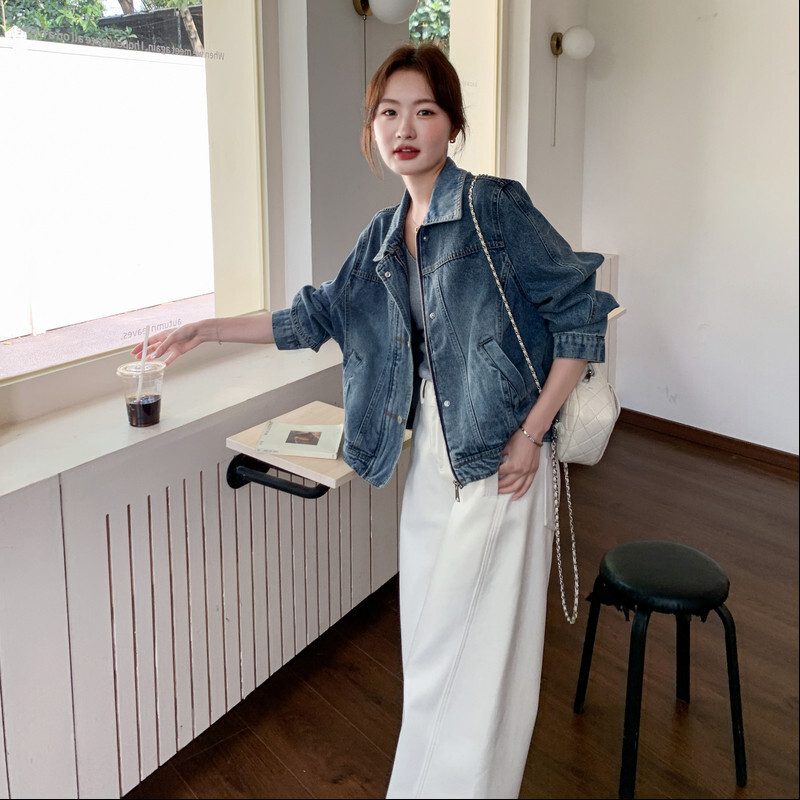新款复古优质休闲风美洋精品宽松型显瘦甩卖春装新款重工翻领外套